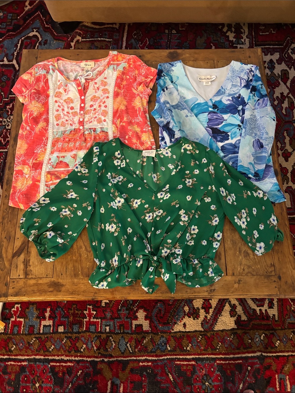 Sienna Sky Green Blouse ,Bohemian Style Top & Blue Floral Long sleeve $9 for all